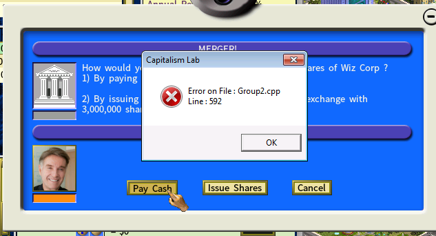 Error message after buying all your stock