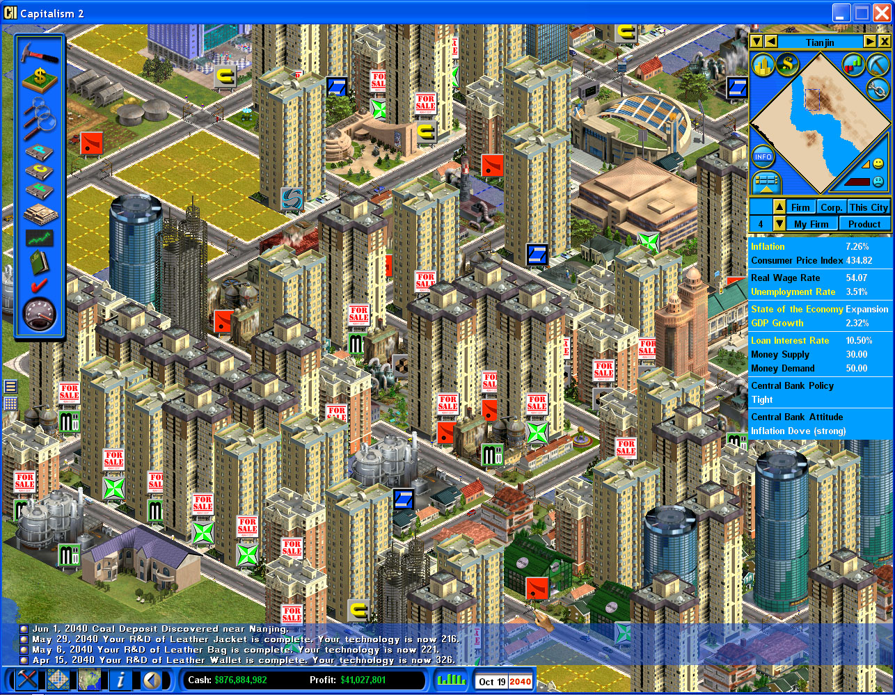 Downtown 40 years later - packed with buildings and increased property prices.