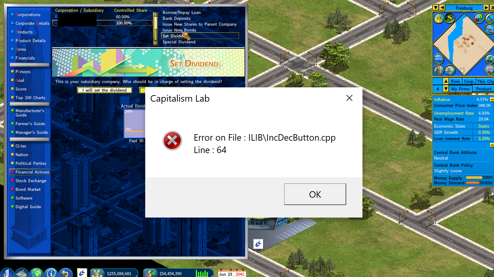 screenshot of error