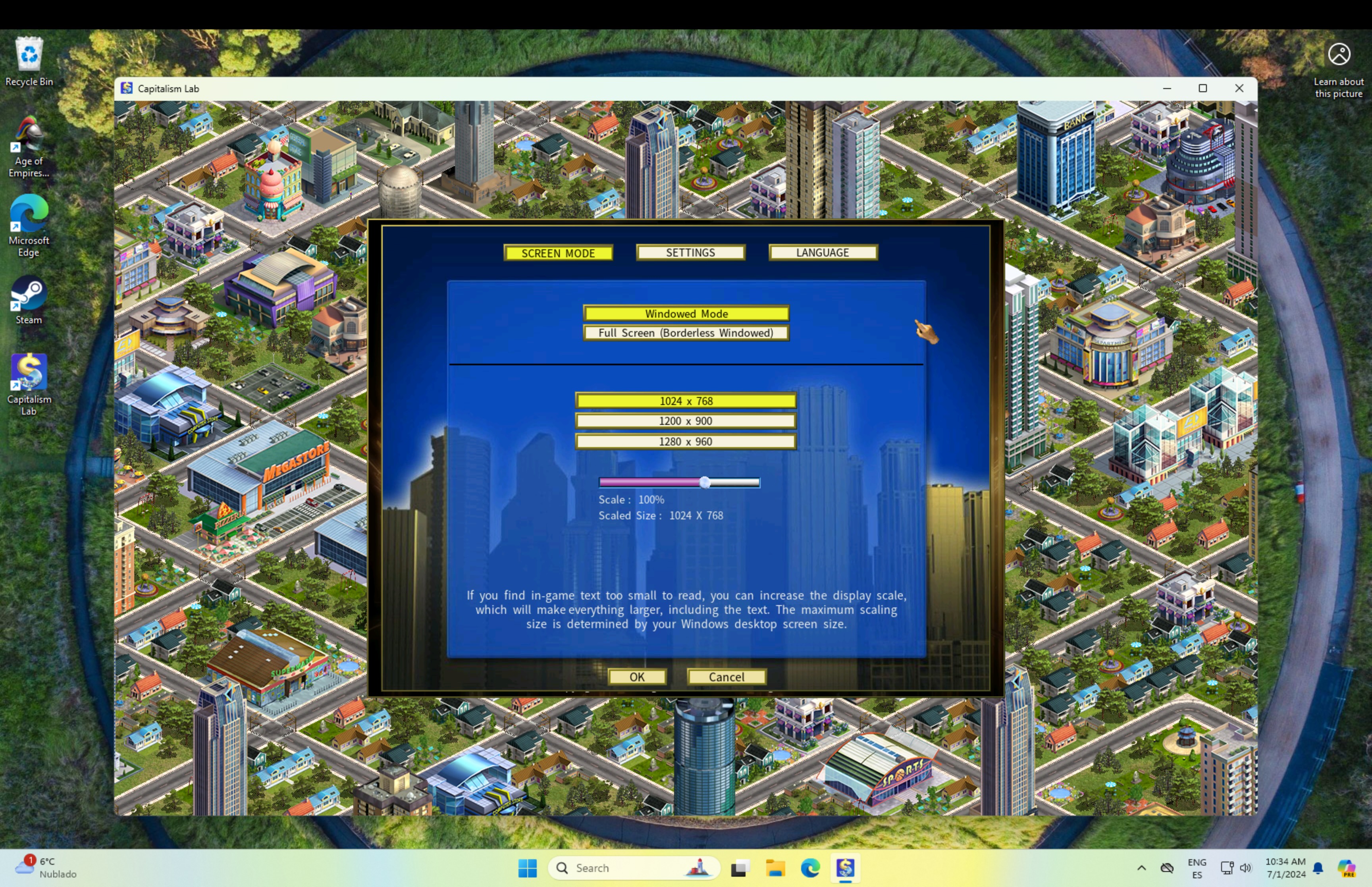 Settings after restarting